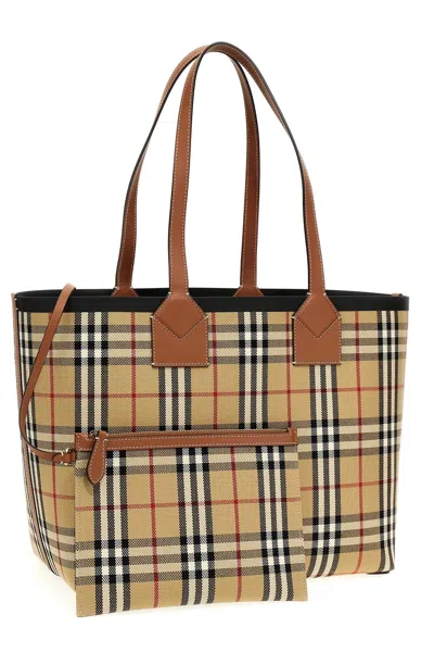 Shop Burberry Women 'london' Midi Handbag In Brown