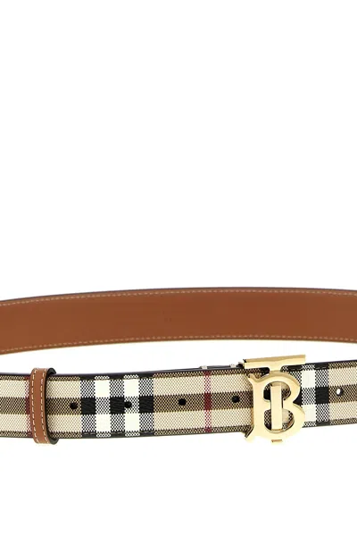 Shop Burberry Women 'tb' Belt In Gold