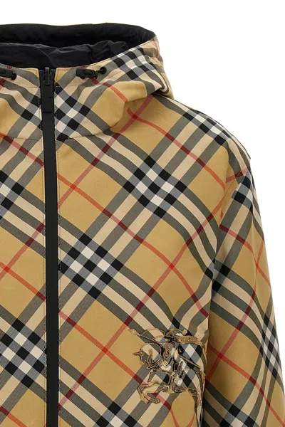 Shop Burberry Women Crop Check Reversible Jacket In Cream