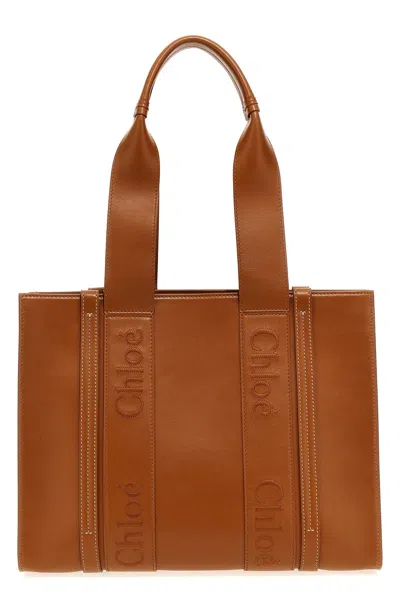 Shop Chloé Women Medium 'woody' Shopping Bag In Brown