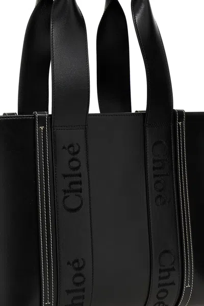 Shop Chloé Women Medium 'woody' Shopping Bag In Black
