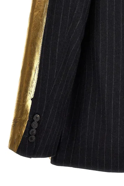 Shop Dries Van Noten Women Laminated Pinstripe Blazer In Multicolor