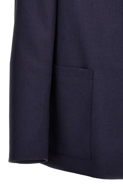 Fendi Single-breasted Jacket With No Visible External Buttons In Blue