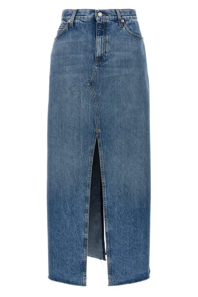 Shop Gucci Women 'morsetto' Long Skirt In Blue