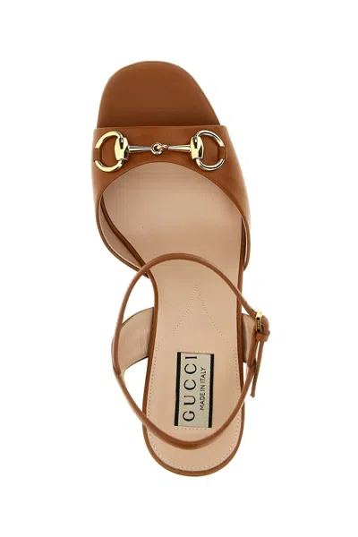 Shop Gucci Women 'morsetto' Sandals In Brown