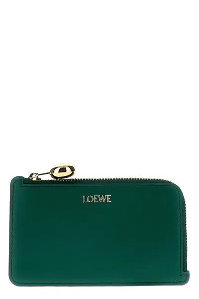 Shop Loewe Women Embossed Logo Card Holder In Green