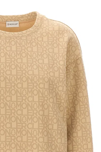 Shop Moncler Women Jacquard Logo Sweatshirt In Cream