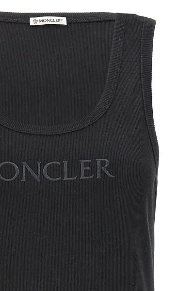 Shop Moncler Women Logo Embroidery Tank Top In Black