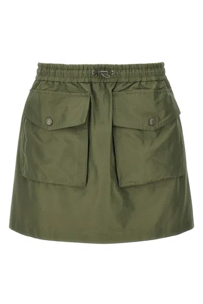 Shop Moncler Women Logo Nylon Blend Skirt In Green
