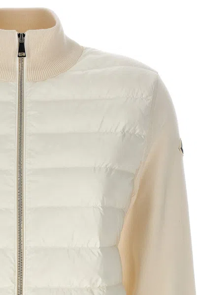 Shop Moncler Women Two-material Cardigan In White