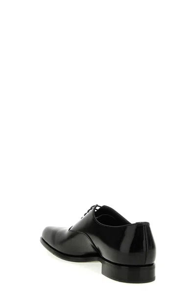 Prada Polished Leather Lace-up Shoes In Black
