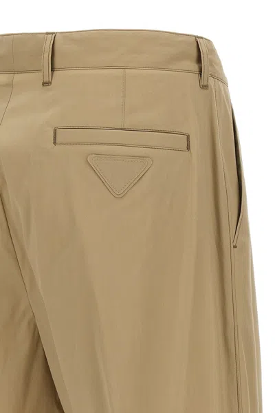 Prada Men Poplin Pants In Cream
