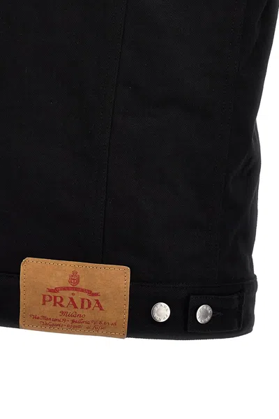Shop Prada Men Quilted Inner Denim Vest In Black