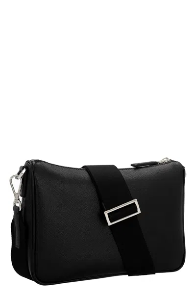 Shop Prada Men Re-nylon & Saffiano Crossbody Bag In Black