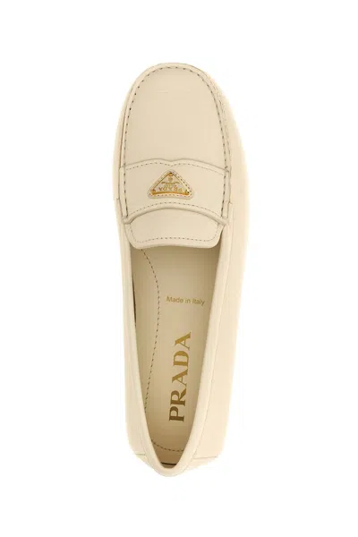 Shop Prada Women 'drive' Loafers In White