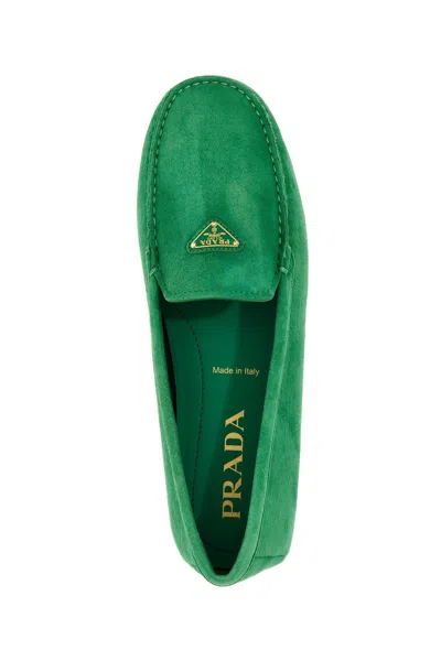 Shop Prada Women 'drive' Loafers In Green