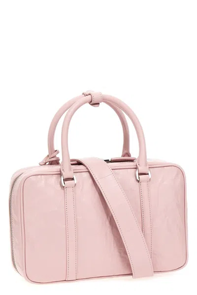 Shop Prada Women 'nappa Antique' Midi Top Handbag In Pink
