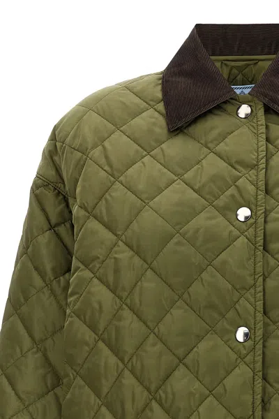 Shop Prada Women Quilted Re-nylon Jacket In Green