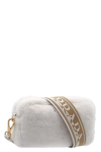 Shop Prada Women Shearling Crossbody Bag In White