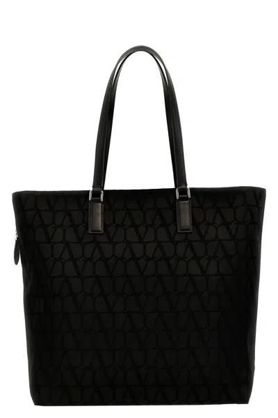 Shop Valentino Garavani Women 'toile Iconographe' Shopping Bag In Black