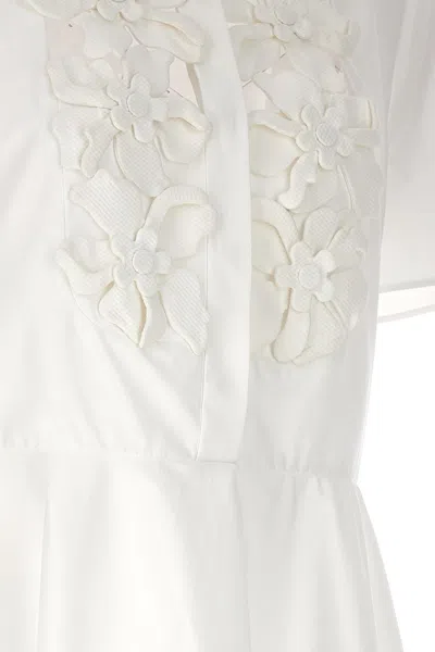 Shop Valentino Garavani Women  'compact Popeline' Embroidered Dress In White