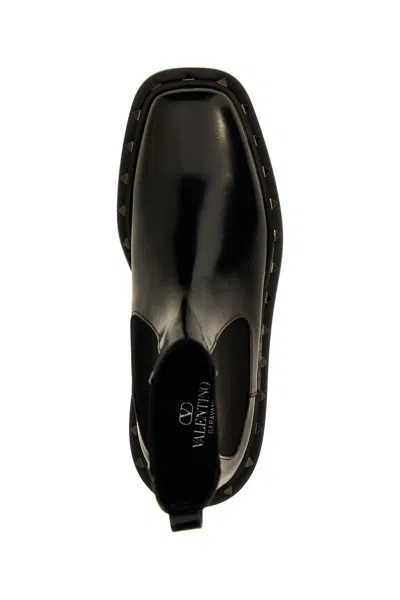 Shop Valentino Garavani Women  Garavani 'rockstud M-way' Ankle Boots In Black