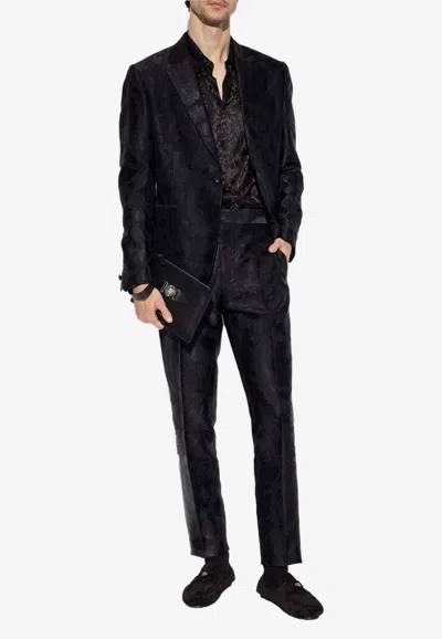 Shop Versace Barocco Devoré Semi-sheer Silk Shirt In Black