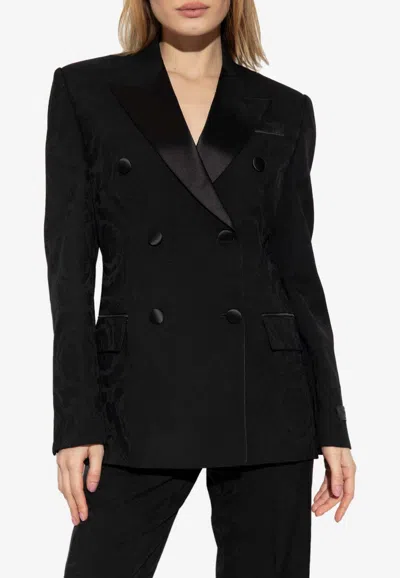 Shop Versace Barocco Jacquard Wool Blazer In Black