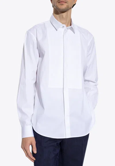 Shop Versace Barocco Long-sleeved Formal Shirt In White