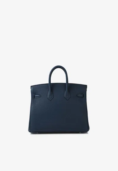 Shop Hermes Birkin 25 In Blue De Prusse Togo Leather With Palladium Hardware