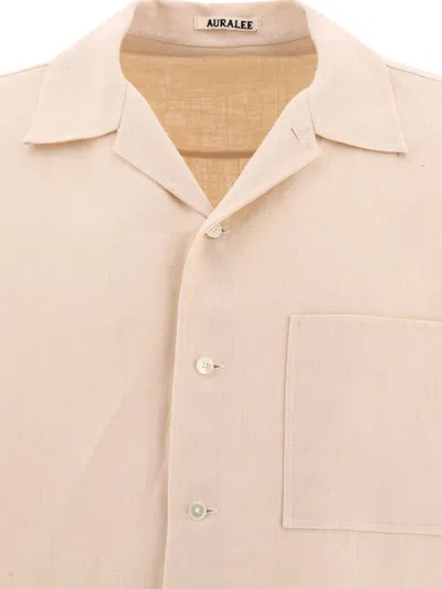 Shop Auralee "double Cloth" Linen Shirt