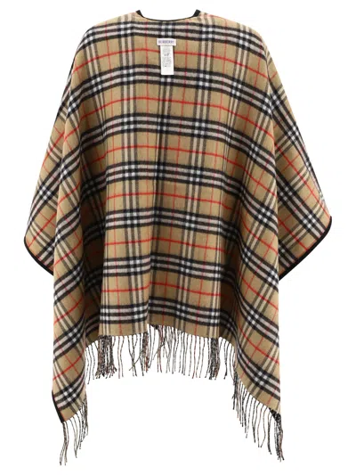 Shop Burberry Check Wool Reversible Cape