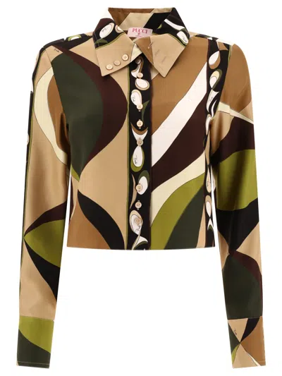 Shop Emilio Pucci Silk Shirt With Pesci Print