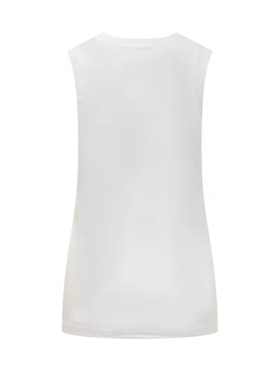 Shop Brunello Cucinelli Cotton Blend V-neck Tank Top In White