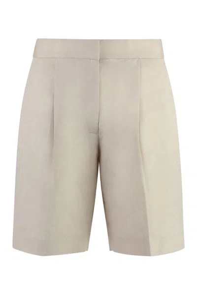 Shop Calvin Klein Cotton And Linen Bermuda-shorts In Ecru