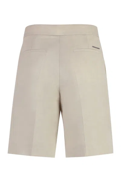 Shop Calvin Klein Cotton And Linen Bermuda-shorts In Ecru