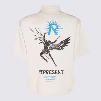 Shop Represent White Shirt In Beige