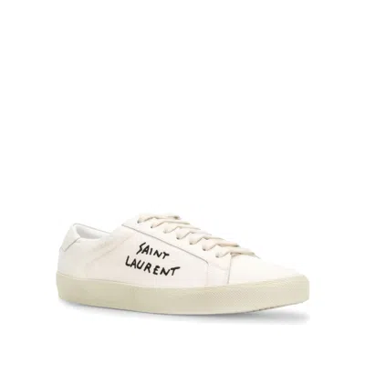 Saint Laurent Logo Print Low Top Sneakers In 白色的
