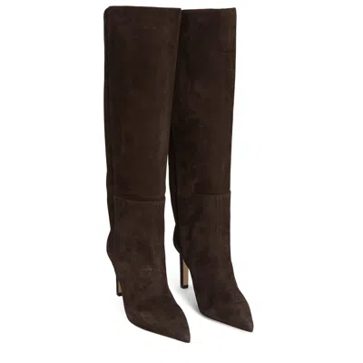 Jimmy Choo Alizze Suede Stiletto Knee Boots In Brown