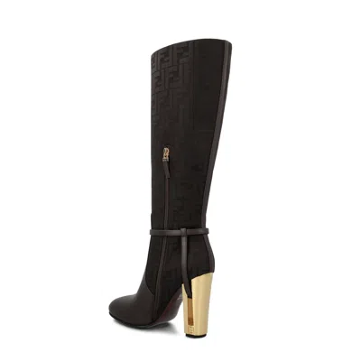 Shop Fendi Delfina High Heeled Boots In Brown