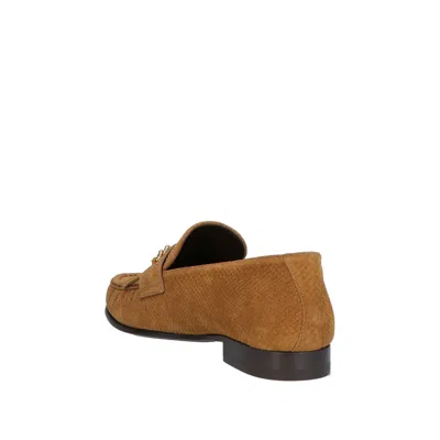 Shop Celine Triomphe Fringes Loafers In Brown