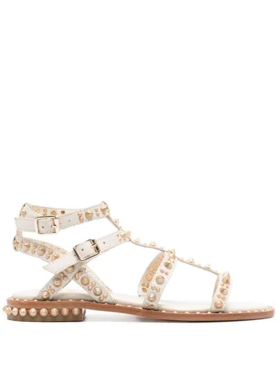 Shop Ash Pepsy Studded Leather Sandals In Beige
