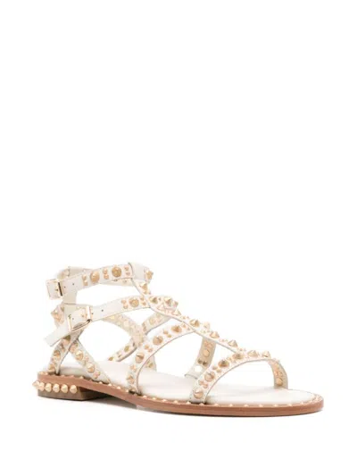 Shop Ash Pepsy Studded Leather Sandals In Beige