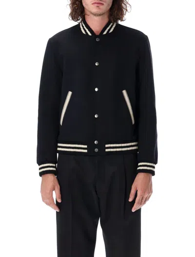 Shop Saint Laurent Wool Teddy Jacket In Black