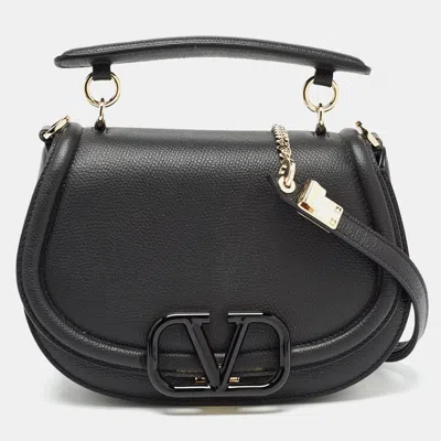 Shop Valentino Leather Vsling Top Handle Bag In Black