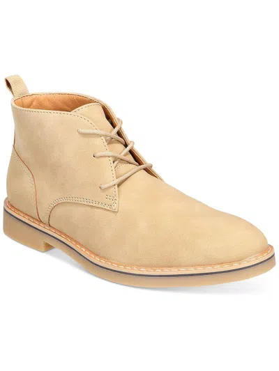 Shop Club Room Nathan Mens Faux Suede Lace-up Chukka Boots In Beige