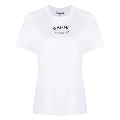Shop Ganni T-shirts In White/black