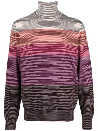 Shop Missoni Roll-neck Sweater Clothing In Sm8yw Bord/red/blk/wht/spa