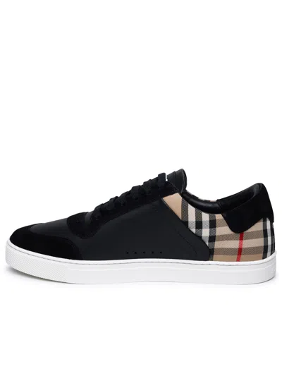 Shop Burberry 'stevie' Black Leather Sneakers Man