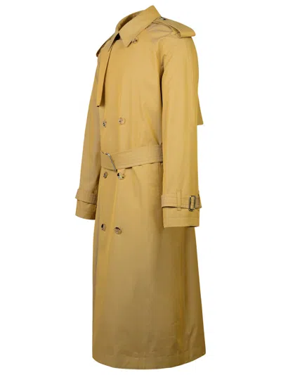 Shop Burberry Beige Cotton Trench Coat Man In Cream